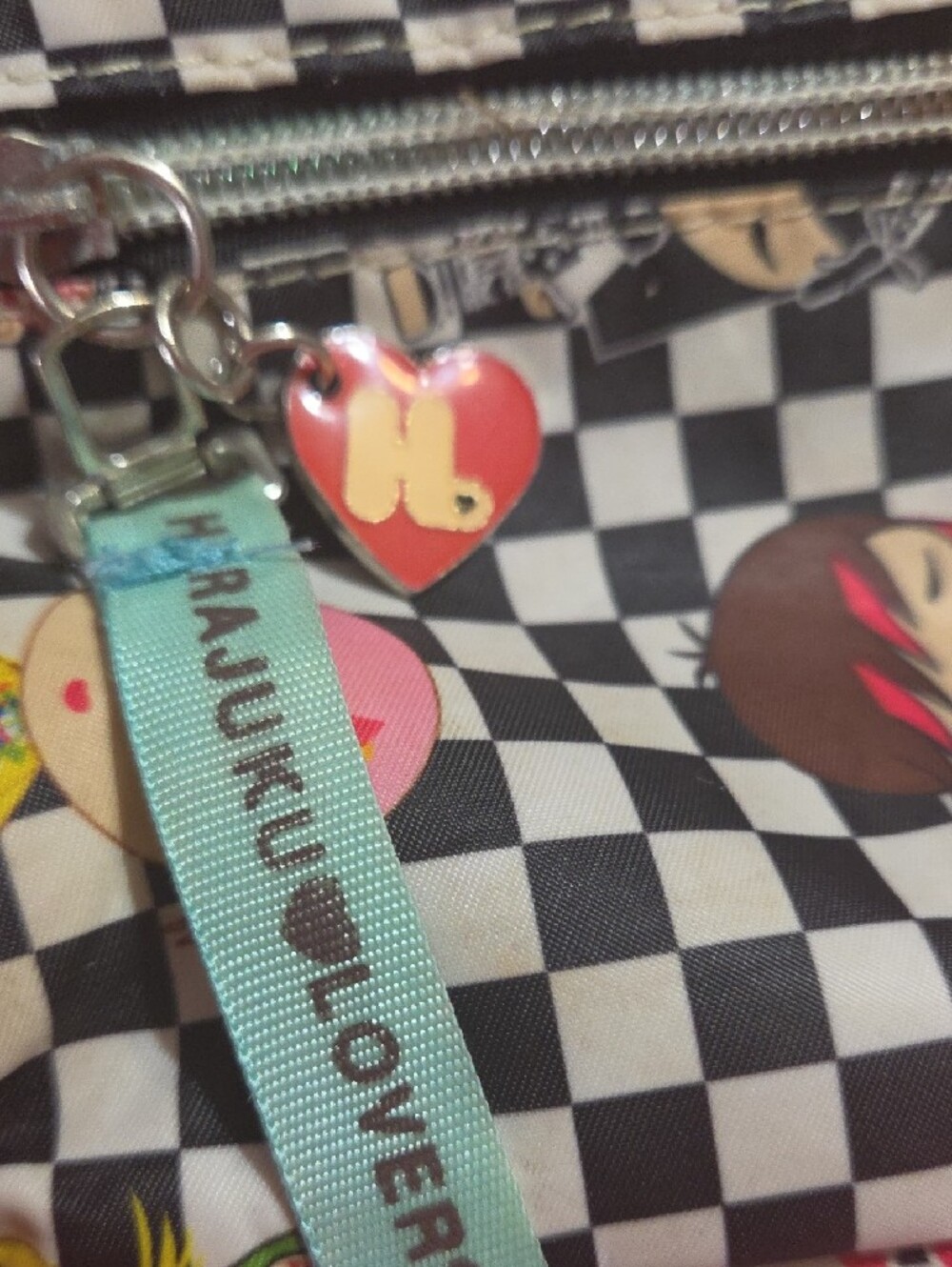 Checker Print Crossbody Bag Harajuku Lovers- Black & White - Picture 3 of 9